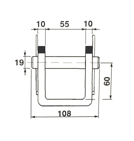 Forcella completa di perno Ø 19mm
