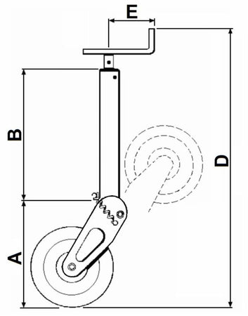 Servotimone con ruota d'appoggio a molla e ribaltamento semiautomatico Ama portata 1500kg