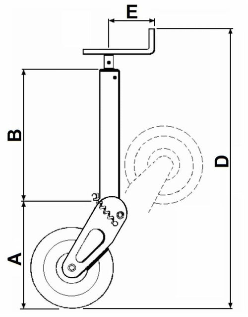 Servotimone con ruota d'appoggio a molla e ribaltamento semiautomatico Ama portata 1500kg