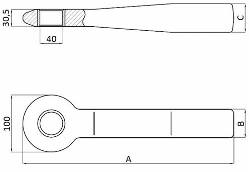 Occhione quadro tipo “Germania” per traino rimorchi con massa trainabile di 14 tonnellate Ø foro interno 50mm