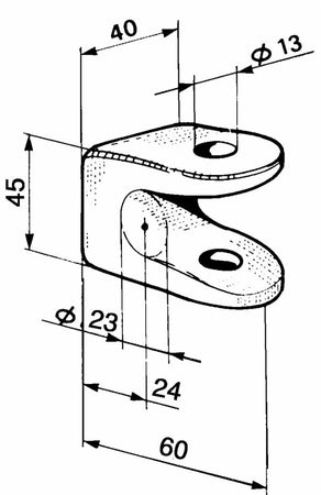 Forcella ribaltabile per cerniera posteriore per rimorchi Ø 13mm confezione da 2 pezzi