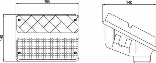 Fanale anteriore dx e sx per trattore dimensioni 188x140mm omologato ECE