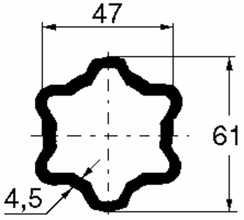 Tubo cardanico esterno a stella tipo s5 lunghezza 3mt adattabile a Walterscheid lunghezza di 3 metri