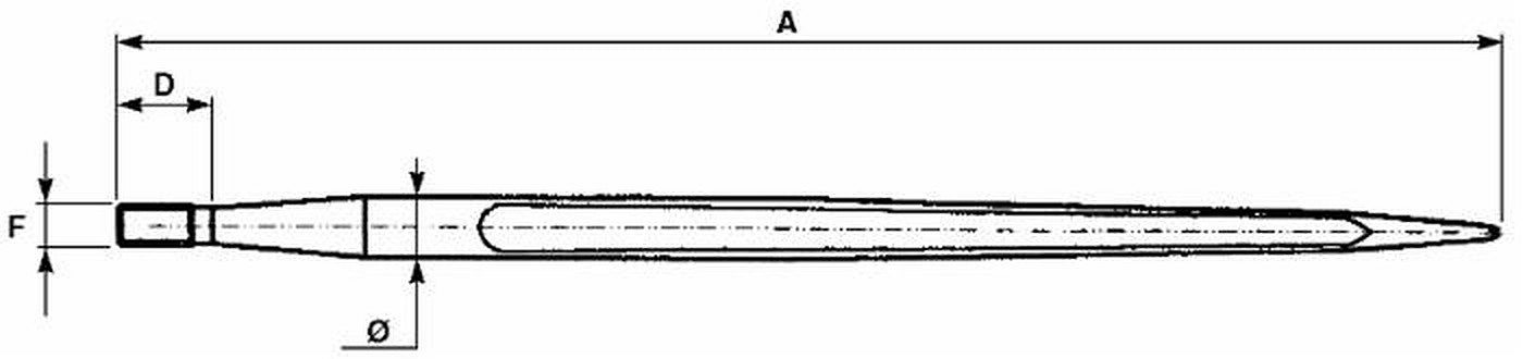 Punta per forca letame di alta qualità ø 36mm lunghezza 950mm