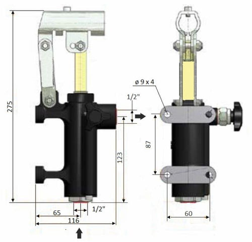 Pompa a mano per cilindri oleodinamici a semplice effetto da 45cc pressione 280bar
