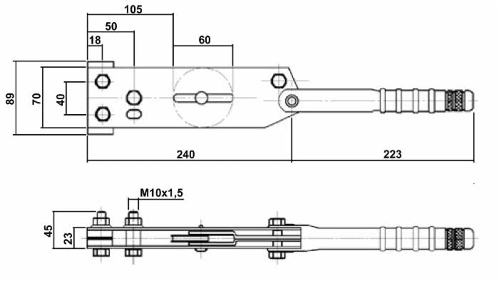 Leva freno a mano per muletti in acciaio 200N cavo 3000N con carrucola