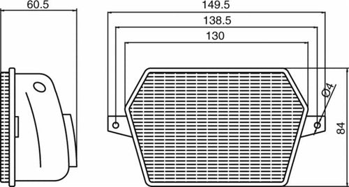 Proiettore per trattore 138,5x84mm con due attacchi