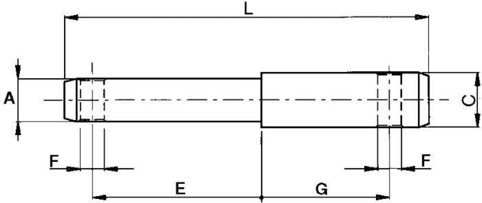Perno doppio a saldare corpo ø 22-28mm e fori ø 12mm