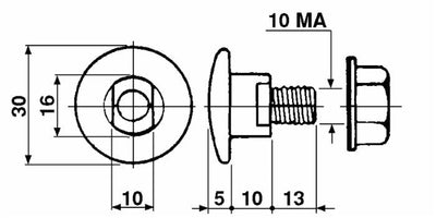 Bullone portalama adattabile Kuhn 562,10100 M10 confezione da 3 pezzi