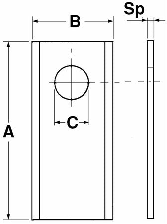 Coltello diritto 123x45x4 adattabile a Kuhn 56451210 confezione da 10 pezzi
