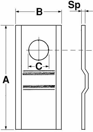 Coltello Piegato 105x47x3mm Foro Ø 21mm PZ CM120 confezione da 10 pezzi