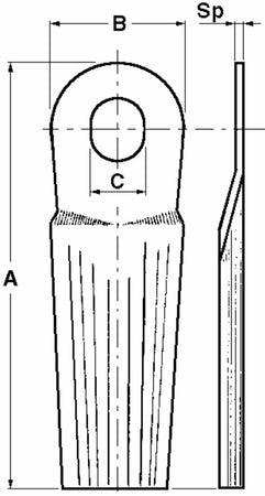 Coltello Bombato 112x50mm Foro Spessore 4mm Kuhn 56840000 confezione da 10 pezzi
