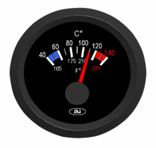 Indicatore temperatura acqua analogico 40-120° da 24V