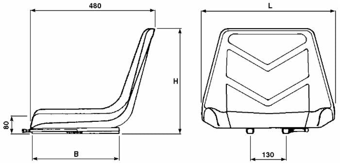 Sedile autopellante con guide larghezza 485mm