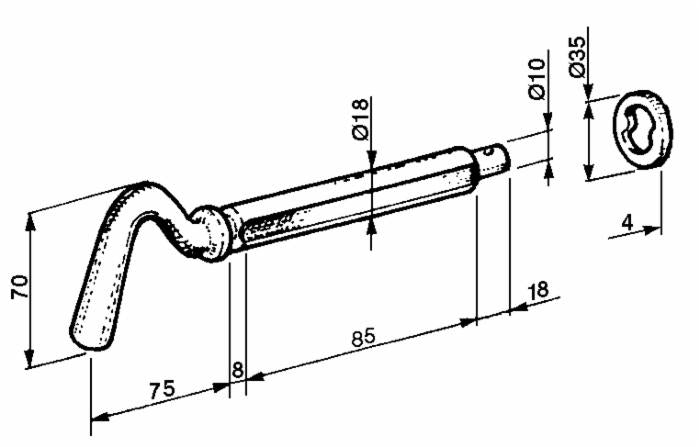 Chiavistello a 2 scanalature ø18mm