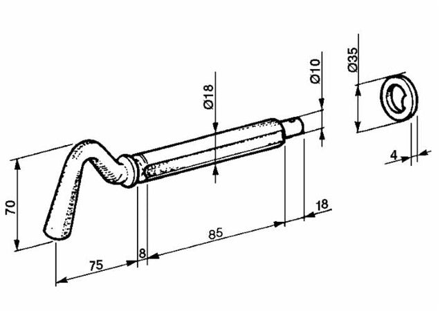 Chiavistello a 1 scanalatura ø18mm