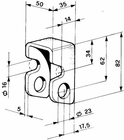 Supporto forato stretto per cerniere Ø 23mm confezione da 3 pezzi