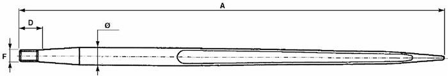 Punta per caricamento rotoballe ø 36mm lunghezza 1000mm