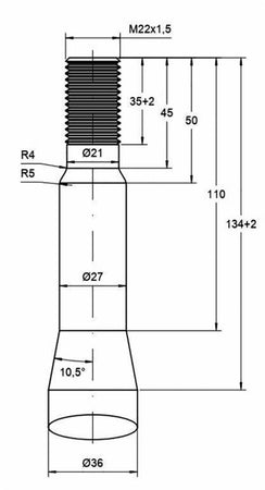Punta piegata per forca letame ø 36 lunghezza 815mm