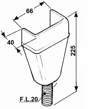 Supporto piantone lungo Ama maschio con filetto M20