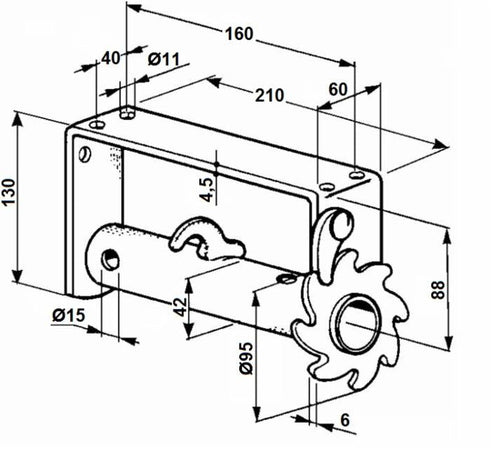 Verricello sinistro per motocoltivatore ø42mm