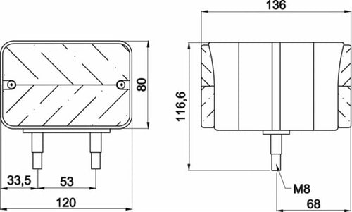 Fanale combinato anteriore posteriore dx-sx 120x135x80mm