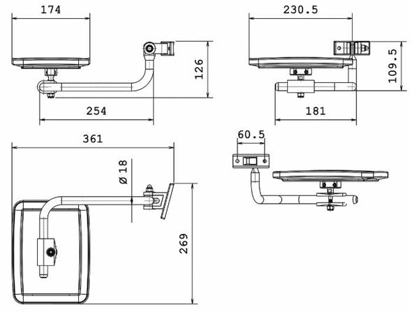 Specchio retrovisore destro