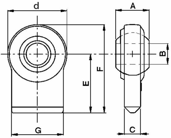 Supporto inferiore rotula sferica seconda categoria con Ø 25mm testa Ø 76mm e interazione 50mm