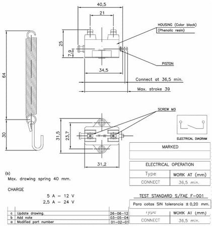 Interruttore luci stop adattabile a riferimenti originali Fiat 5121786 e 5152966