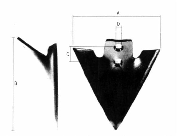 Vomere per molla quadra 215x230mm con spessore 6mm confezione da 2 pezzi