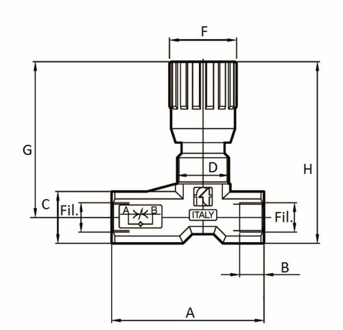 Regolatore di flusso bidirezionale da 1/4 in ottone