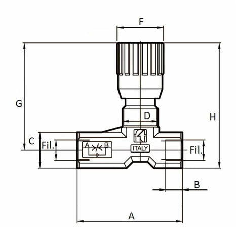 Regolatore di flusso bidirezionale da 1/4" in ottone