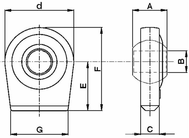 Supporto inferiore per rotula sferica I categoria Ø 22mm testa Ø 67mm
