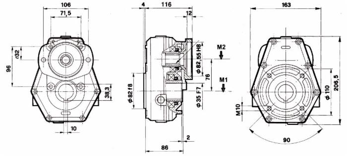 Riduttore gruppo 2 rapporto 2:1 per motori orbitali albero ø25mm