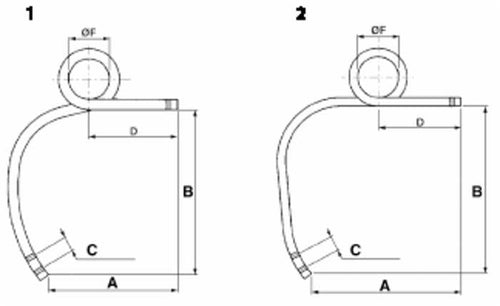 Molla sinistra per coltivatore 25x25mm