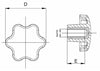 Volantino 6 lobi femmina Ø 30mm filetto M6