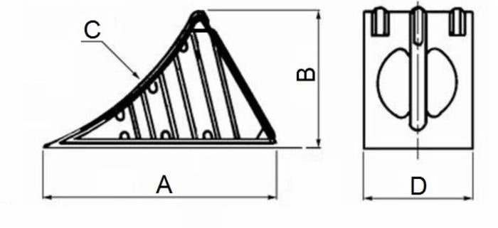 Cuneo ferma ruota omologato portata 5000kg lunghezza 460mm