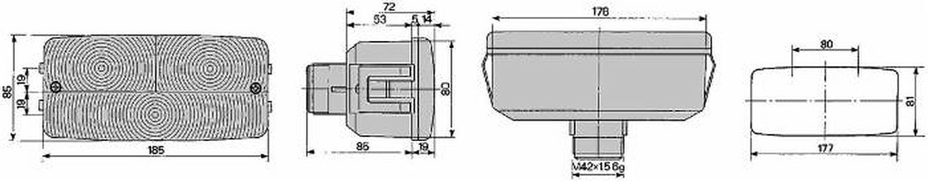 Fanale posteriore alogeno sinistro 185x85mm