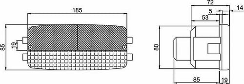 Fanale posteriore alogeno destro 185x85mm 3 funzioni luminose