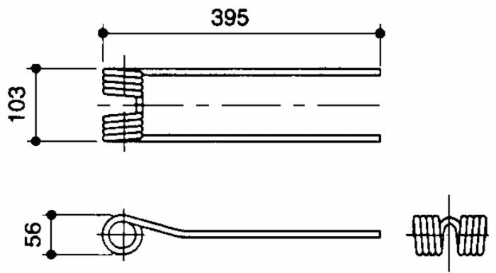 Dente Girello Bcs Borsari Filo 9 L 395mm confezione da 2 pezzi