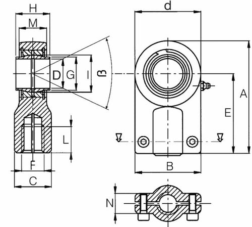 Terminale a snodo per terzo punto ISO 6982 Ø 12mm