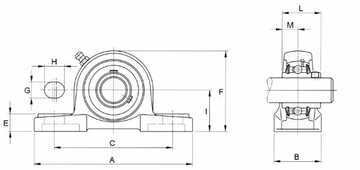Supporto dritto autoallineante UCP 206 Ø albero 30mm