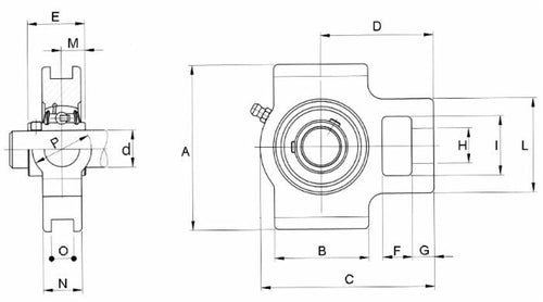 Supporto scorrevole autoallineante UCT 205 con cuscinetto Ø 25mm