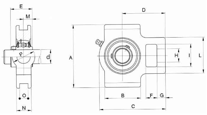 Supporto scorrevole autoallineante UCT 208 con cuscinetto Ø 40mm