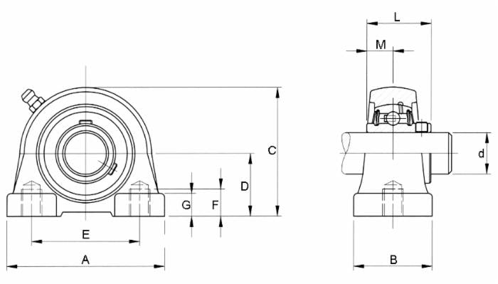 Supporto dritto senza piedi autoallineante UCPA 204 con cuscinetto Ø 20mm