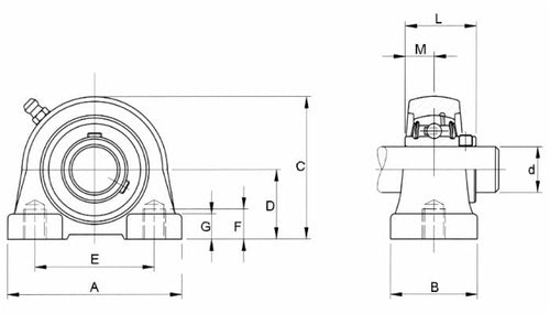 Supporto dritto senza piedi autoallineante UCPA 204 con cuscinetto Ø 20mm