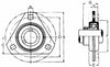 Supporto a flangia triangolare in lamiera stampata SBPFT 204 con cuscinetto Ø 20mm