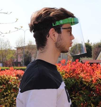 Visiera protettiva in policarbonato verde certificata CE-EN 10 pezzi confezione da 5 pezzi