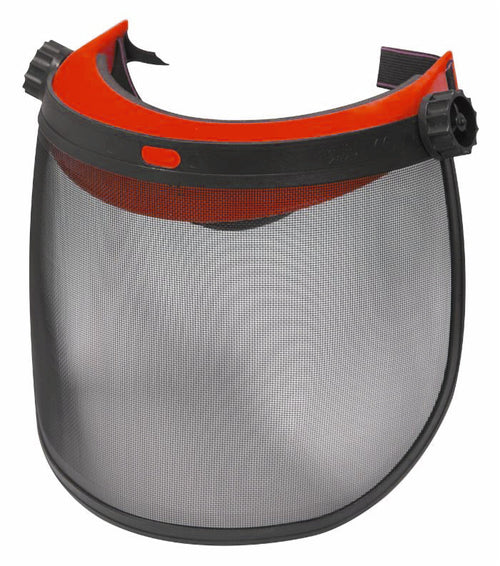 Visiera protettiva in rete con tesina parasole conforme agli standard CE-EN1731 e EU2016/425