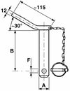 Perno terzo punto di 174mm con maniglia spina a scatto e catena